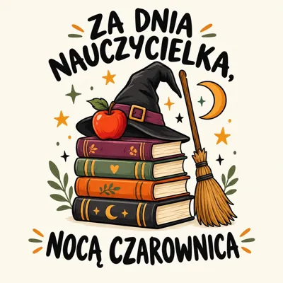 Za dnia nauczycielka, nocą czarownica – grafika na koszulce